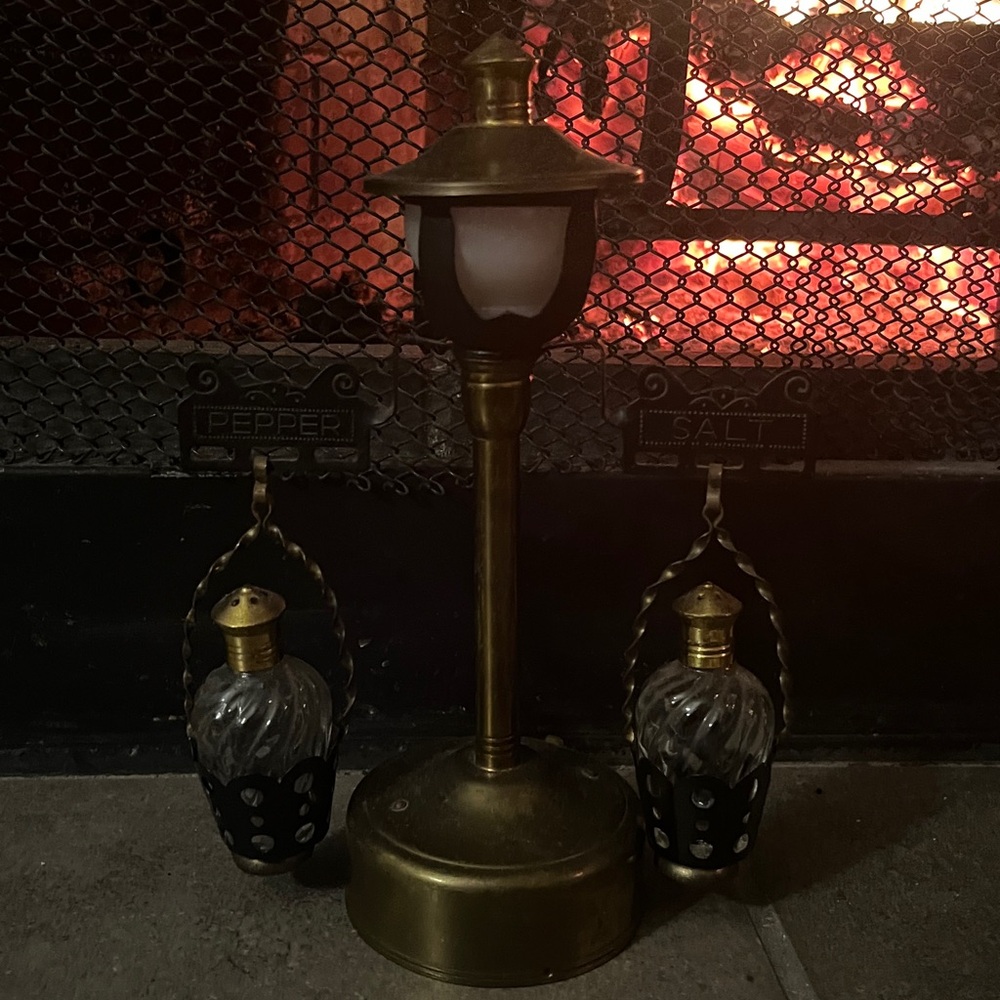 Antique miniature lamppost salt and pepper shaker
